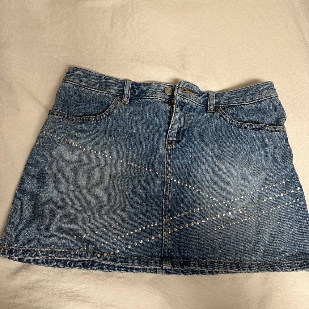 Old Navy Blue Denim Mini Skirt with Rhinestone Details